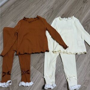 Ribbed Brown and Cream Toddler Outfit Set